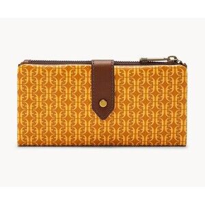 New Fossil Lainie Tab Clutch Wallet Mustard
